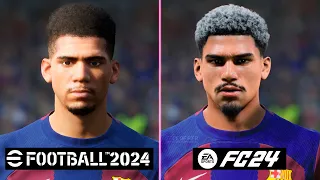 EA SPORTS FC 24 vs eFootball 2024 - All Barcelona Players Faces