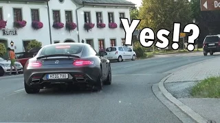 Following a Mercedes AMG GTS -  Listen to the sound - Fast Flyby 510hp drive