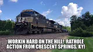 Workin` hard on the hill!  NS Rathole action from Crescent Springs, Kentucky!