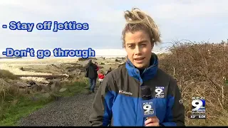 High tide attracts curiosity on Oregon's Coast