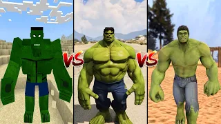 MINECRAFT HULK VS GTA 5 HULK VS GARRY'S MOD HULK - WHO IS BEST?