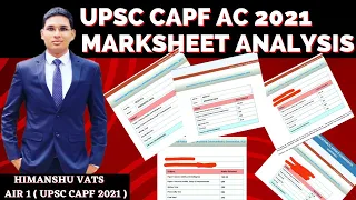 UPSC CAPF AC 2021 Marksheet Analysis | UPSC CAPF AC 2021 Topper Marksheet #upsc #capf #capfac2023