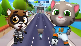 Talking Tom Gold Run Gameplay - Football Tom Fight with Raccoon Boss in New Update - Full screen 🔥