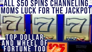 JACKPOT Hand pay!  All $50 Spins! Triple Stars Top Dollar & Wheel of Fortune Old School Slots to Win