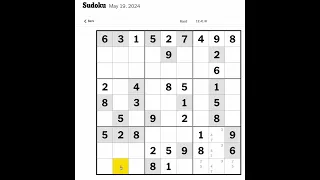 New York Times Sudoku Hard for May 19, 2024 Walkthrough