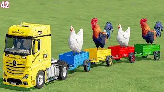 TRANSPORT OF COLORS! MEGA CHICKENS TRANSPORTING to SELLING w/ MINI LOADERS ! FS22