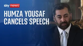 Humza Yousaf cancels speech as he battles for his political survival