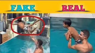 Cristiano Ronaldo Throwing his Son from Pool | FAKE Vs REAL video | #ronaldo #soccer