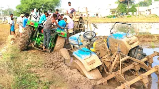 New holland and JohnDeere tractors stuck in mud Rescued by Mahindra tractor |tractor video| tractor