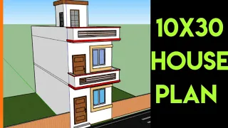 10X30 Ghar Ka Naksha|| 300 Square feet House Plan || 3D House Plan