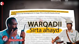 Warqadii Sirta Ahayd Morgan iyo Qoraaladii Uu Ka Argagaxay E Lagu Qoray Gidaaradii Hargeysa 1987-kii