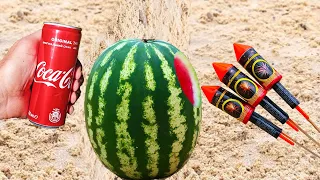 EXPERIMENT: XXL ROCKET VS WATERMELON + Smoke bomb made from Coca Cola