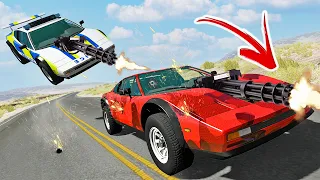 The ULTIMATE BeamNG Multiplayer DEATH RACE! MACHINE GUN Car Combat & Crashes! - BeamMP