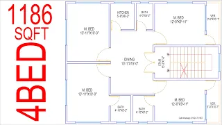 HOUSE PLAN DESIGN | EP 55 | 1200 SQUARE FEET 4 BEDROOMS HOUSE PLAN | LAYOUT PLAN