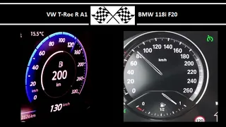 VW T-Roc R A1 VS. BMW 118i F20 - Acceleration 0-100km/h