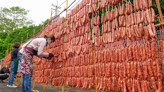 Traditional Hunan Smoked Cured Pork Belly, Cured Sausage Making / 煙燻湖南臘肉, 臘腸製作 - Taiwanese Food