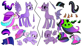 MLP all the Alicorns  Blind  bags Nice vs Evil- Twivine Night nightmare moon Daybreaker -Paper craft