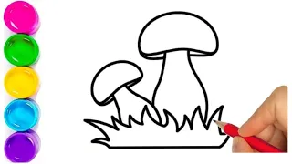 Mashroom Drawing, Painting and Coloring for kids and toddlers | How to draw mashroom