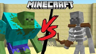 Minecraft Mutant Zombie VS Mutant Skeleton (Minecraft Mob Battle)