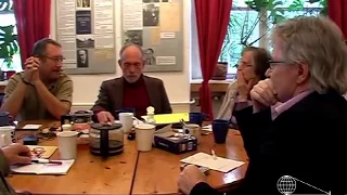 Discussion of peace researchers at Peace Center, Berlin-Dahlem, Germany, 2008