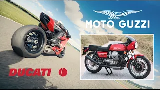 1979 Moto Guzzi 850 Le Mans on track with 1299 Panigale, 990 Duke and 790 Duke. Lafranconi sound!