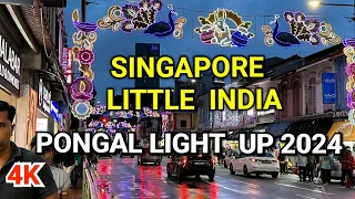 Singapore Little India | Pongal Light Up 2024 Tour | Thai Pongal 2024 | Singapore 4K