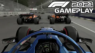 F1 2021 Gameplay | Fernando Alonso in Alpine at Singapore | 5 Lap Race | Formula 1 2021