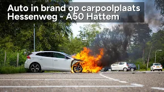 Auto in brand op carpoolplaats Hessenweg - A50 Hattem - ©StefanVerkerk.nl