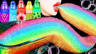 ASMR RAINBOW DRINKS *VAMPIRE RAINBOW EDIBLE BUBBLES, HOW TO MAKE EIDBLE BUBBLES, BOBA TEA, FROG EGGS