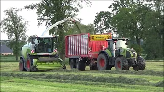 Claas Jaguar 980  and Claas 850 axion collecting grass