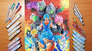 SPECIAL! GOKU BLACK SAGA POSTER DRAWING! 10 Characters!