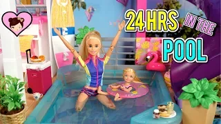 Barbie Doll 24 HOUR Challenge Overnight in her Swimming Pool - Dreamhouse Adventures