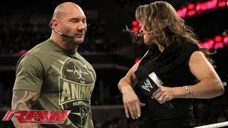 Stephanie McMahon, Batista and Randy Orton argue about WrestleMania: Raw, March 24, 2014