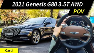 2021 Genesis G80 3.5T AWD POV Test Drive - Exterior, Interior, Road Test