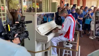 Randy Morris, the first to play the piano at Casey's Corner opening day at Magic Kingdom Returned!