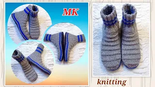 👞Прості чоловічі шкарпетки 42-44р.➡️ МК на двох спицях 👍 Men's socks two needle knitting pattern 🤗