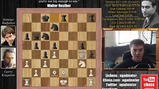 KASPAROV CRUSHED BY 15 YEAR OLD Radjabov brilliancy, throws a TEMPER TANTRUM. (chess)