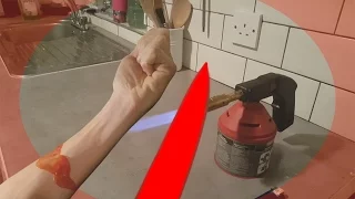 EXPERIMENT Glowing 10,000 degree KNIFE VS HUMAN ARM!! (Gone wrong 2017) 18+