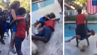 Old woman body-slammed: video shows elderly woman get thrown to ground, tossed in pool - TomoNews