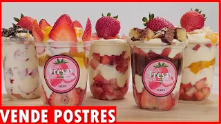 Receta MILLONARIA 💲 6 FRESAS con CREMA Postres Para GANAR muchos CLIENTES