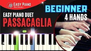 Passacaglia Piano DUET Sheet Music pdf I Easy Piano 4 Hands Tutorial for Beginners I Keyboard I SLOW