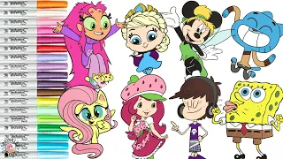 Coloring Book Compilation for Kids Teen Titans SpongeBob The Loud House Disney Princess Minnie Mouse