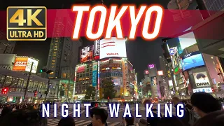 SHIBUYA NIGHT Walking Tour 👣|THE MOST POPULAR SCRAMBLE CROSSING in the WORLD| Tokyo-Japan(4k 60fps)