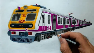 Drawing a train || Medha EMU of Howrah || Local train || Indian Railways