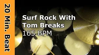 20 Minute Beat - Surf Rock With Tom Breaks 165 BPM (Ride Beat Only)