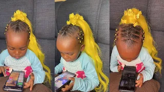 Yellow ponytail kids tutorial 💛 ✨️ 😍 #viral #ponytail #hairstyle #kidsvideo #colourfulhair