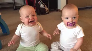 Cute Twins Fighting for Pacifier