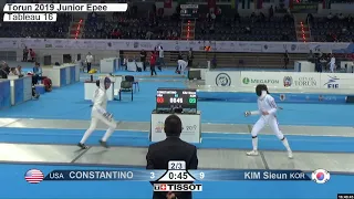 2019 223 T16 02 F E Individual Junior Torun POL WCH BLUE KIM KOR vs CONSTANTINO USA