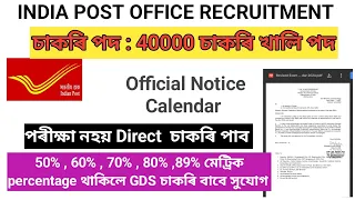 Post Office Job 2024 - চাকৰি 40000 খালি পদৰ বাবে চাকৰি । পৰীক্ষা নহয় Direct চাকৰি পাব