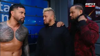 Jimmy Uso & Solo Sikoa confrontan a Jey Uso en Backstage - WWE Raw 25/03/2024 (En Español)